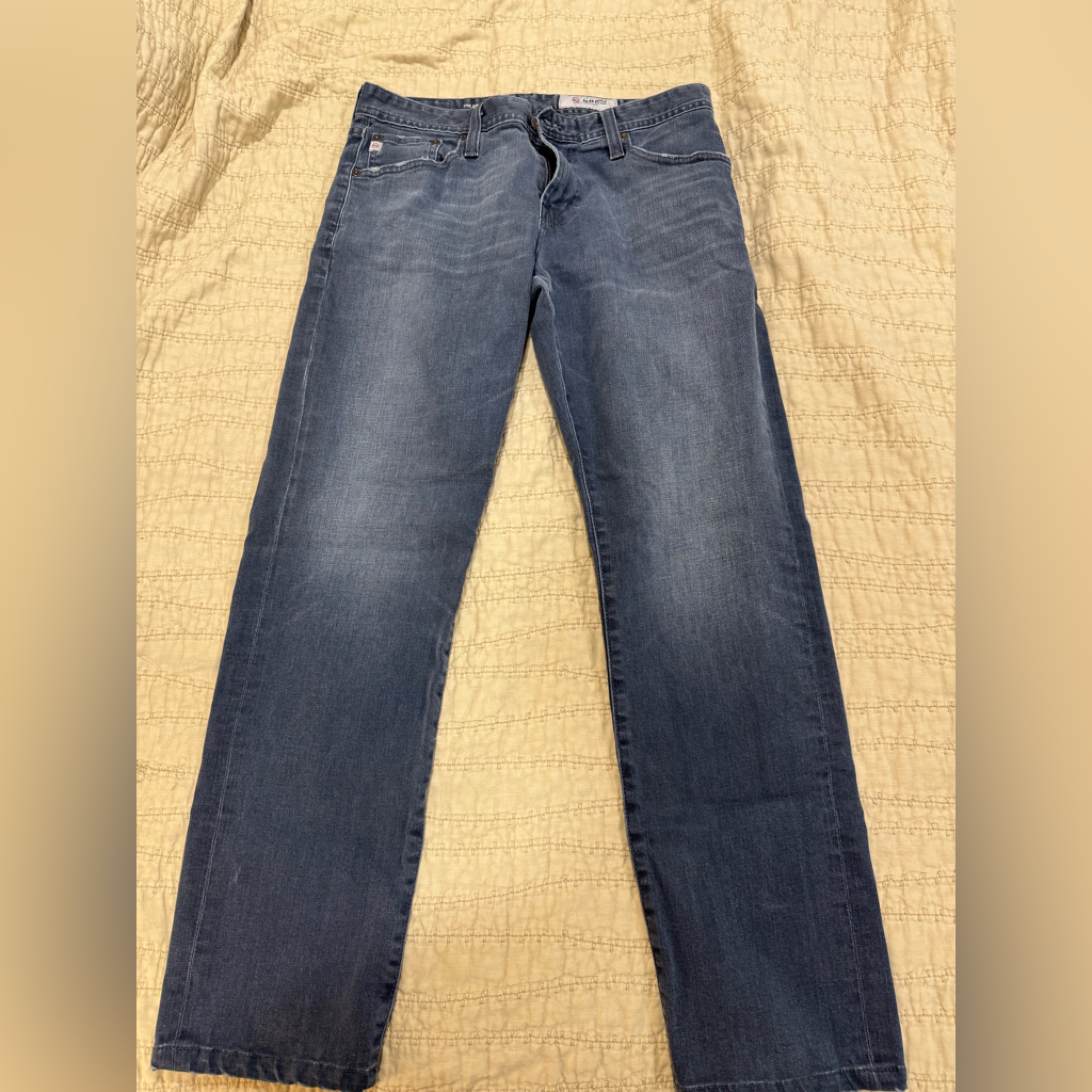 Ag Adriano Goldschmied Faded Blue Straight-Leg Jeans